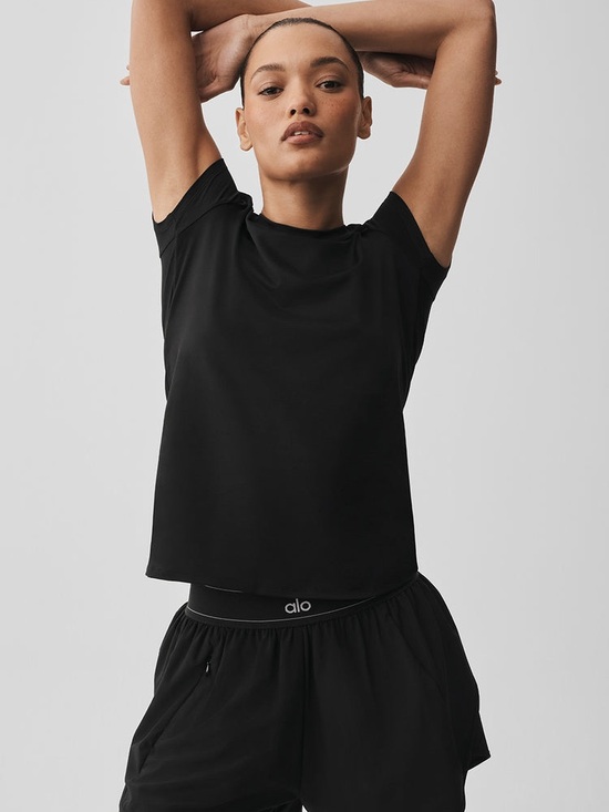 ALO Yoga Tops - ALO Yoga Black Short Sleeve Crewneck Tee